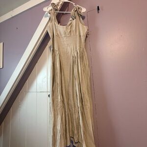Joyfolie Beige Maxi Dress with Tie Straps